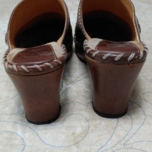 Frye Charlotte Brown Leather Ring Heeled Mules 8.5 - Picture 8 of 13